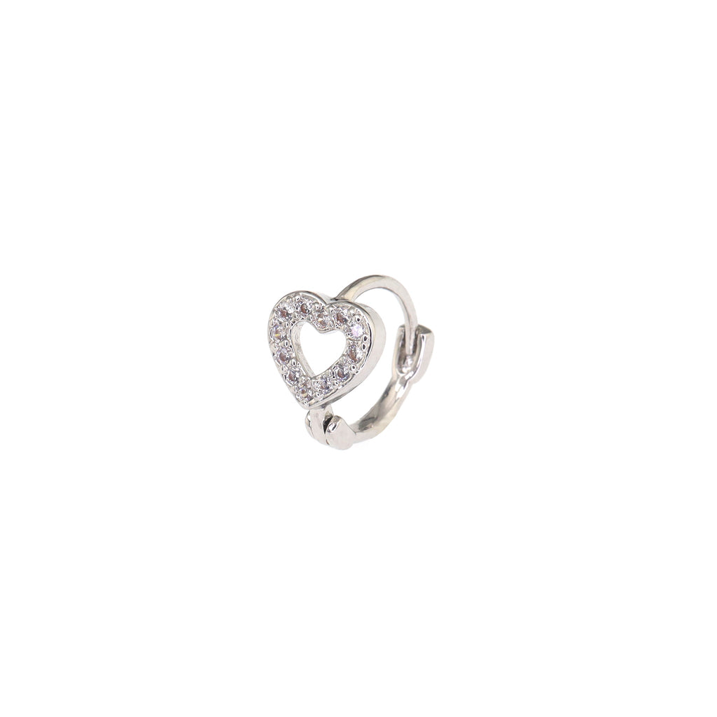 Openwork Heart CZ Stainless Steel Small Hoop Earrings - Openwork Heart CZ Stainless Steel Small Hoop Earrings - Default Title by CRUXJEWELRY
