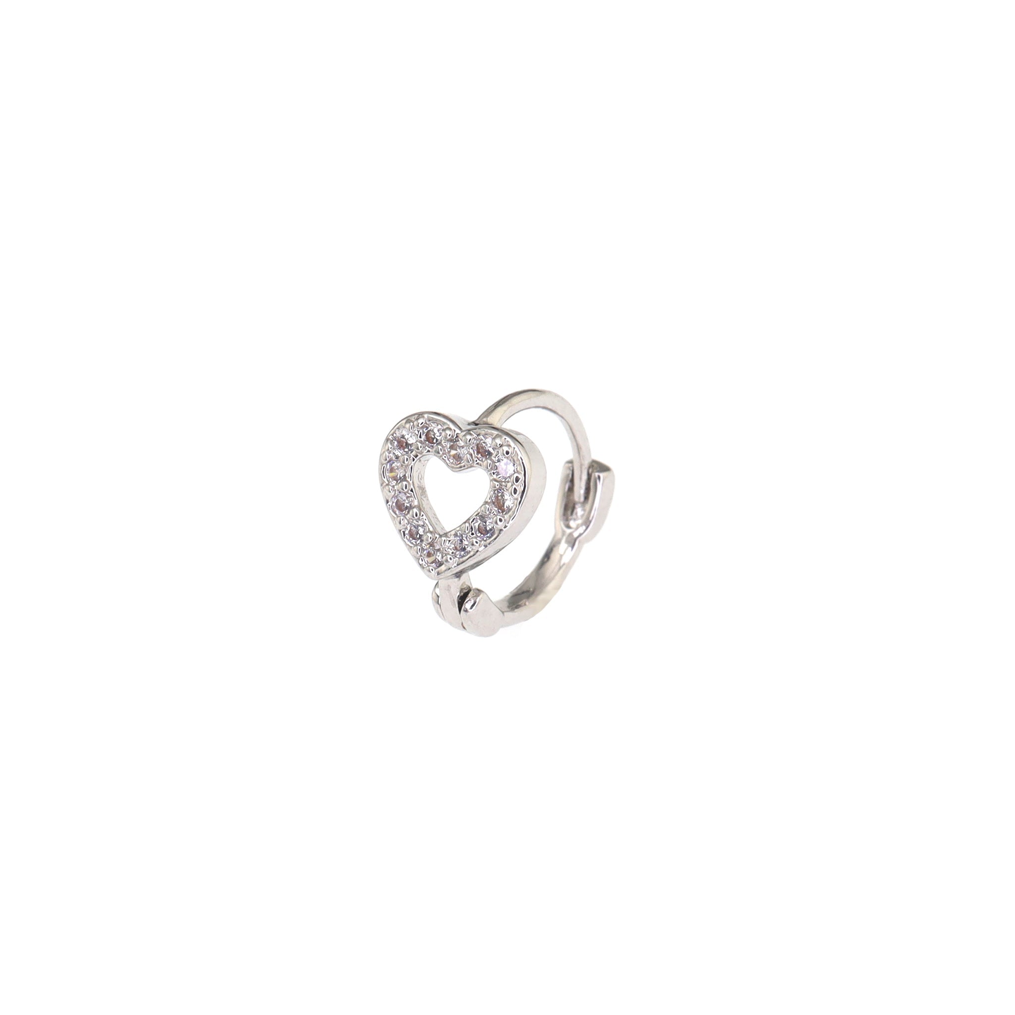Openwork Heart CZ Stainless Steel Small Hoop Earrings - Openwork Heart CZ Stainless Steel Small Hoop Earrings - Default Title by CRUXJEWELRY