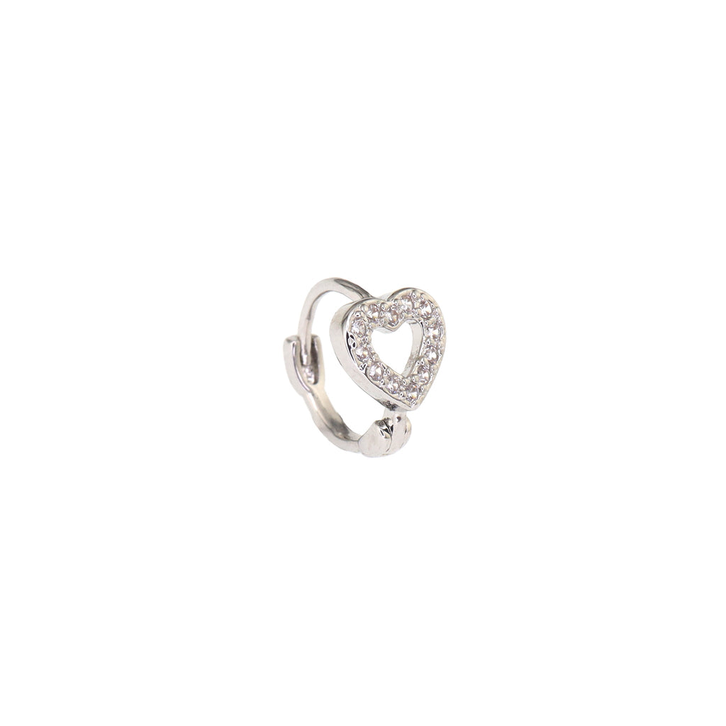 Openwork Heart CZ Stainless Steel Small Hoop Earrings - Openwork Heart CZ Stainless Steel Small Hoop Earrings - Default Title by CRUXJEWELRY