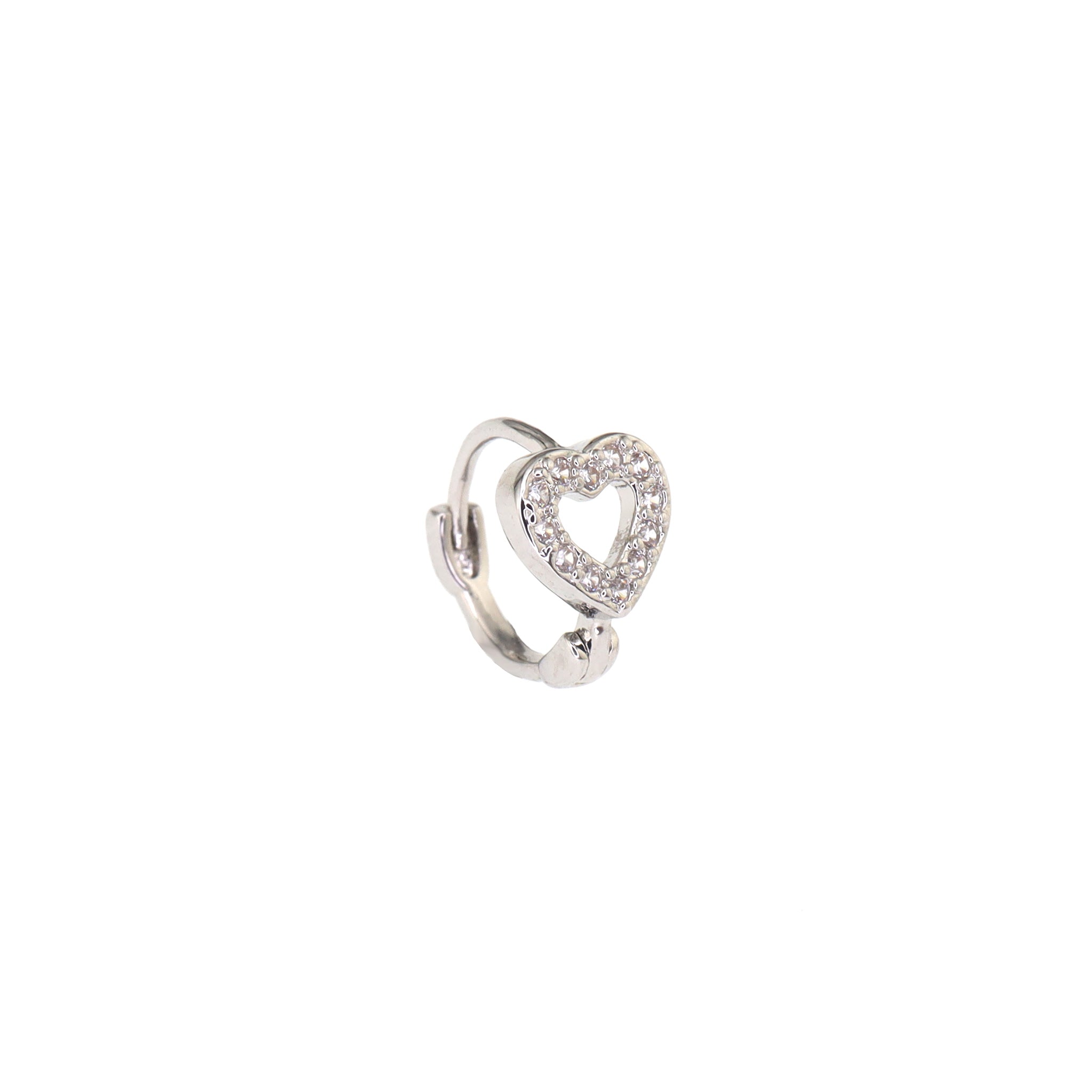 Openwork Heart CZ Stainless Steel Small Hoop Earrings - Openwork Heart CZ Stainless Steel Small Hoop Earrings - Default Title by CRUXJEWELRY