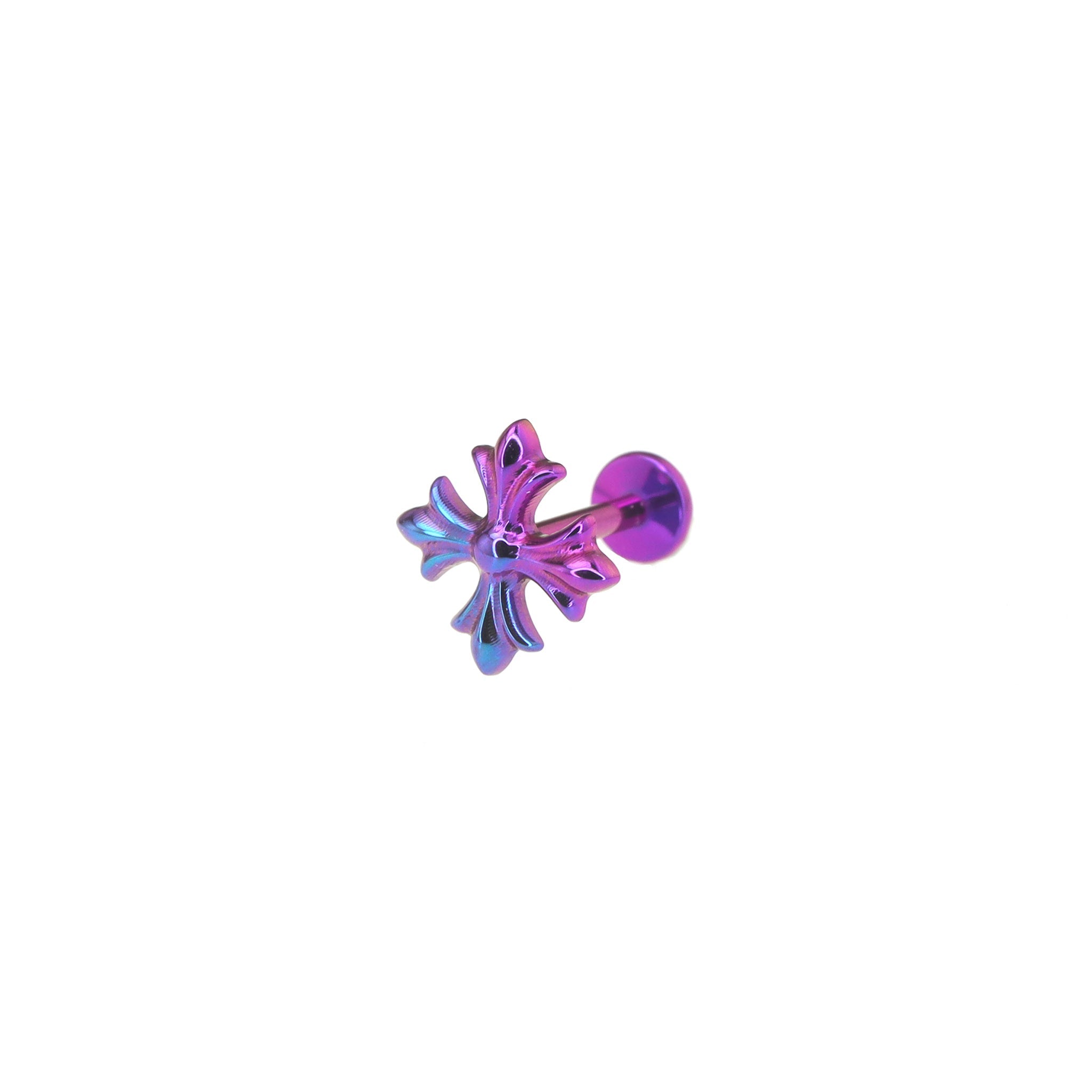 Colorful Punk Engraved Cross Titanium Ear Studs - Colorful Punk Engraved Cross Titanium Ear Studs - Blue-Purple Gradient / 6mm by CRUXJEWELRY