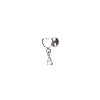 Heart Pendant Teardrop CZ Titanium Ear Studs - Heart Pendant Teardrop CZ Titanium Ear Studs - Sliver / 6mm by CRUXJEWELRY