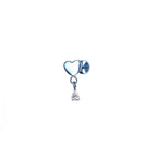 Heart Pendant Teardrop CZ Titanium Ear Studs - Heart Pendant Teardrop CZ Titanium Ear Studs - Blue / 6mm by CRUXJEWELRY