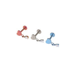 Heart Pendant Teardrop CZ Titanium Ear Studs - Heart Pendant Teardrop CZ Titanium Ear Studs - Sliver / 6mm by CRUXJEWELRY