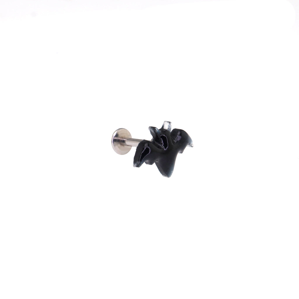 Hallowmas - Dark Gothic Bat Internally Threaded Stainless Steel Lip Ring - Hallowmas - Dark Gothic Bat Internally Threaded Stainless Steel Lip Ring - 6mm by CRUXJEWELRY