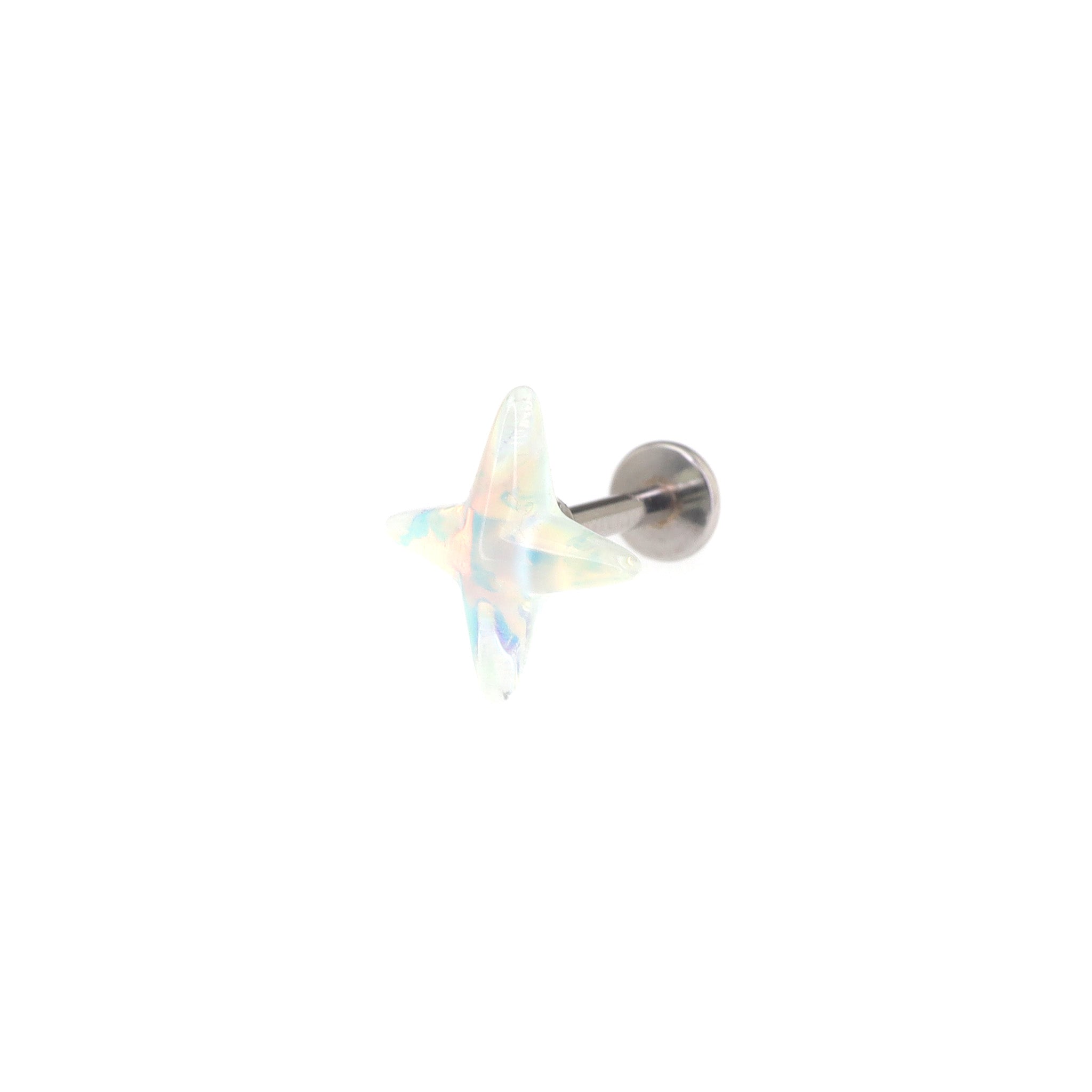 Resin Semi-Transparent Four-Point Star Stainless Steel Ear Studs - Resin Semi-Transparent Four-Point Star Stainless Steel Ear Studs - green-1 / 6mm by CRUXJEWELRY