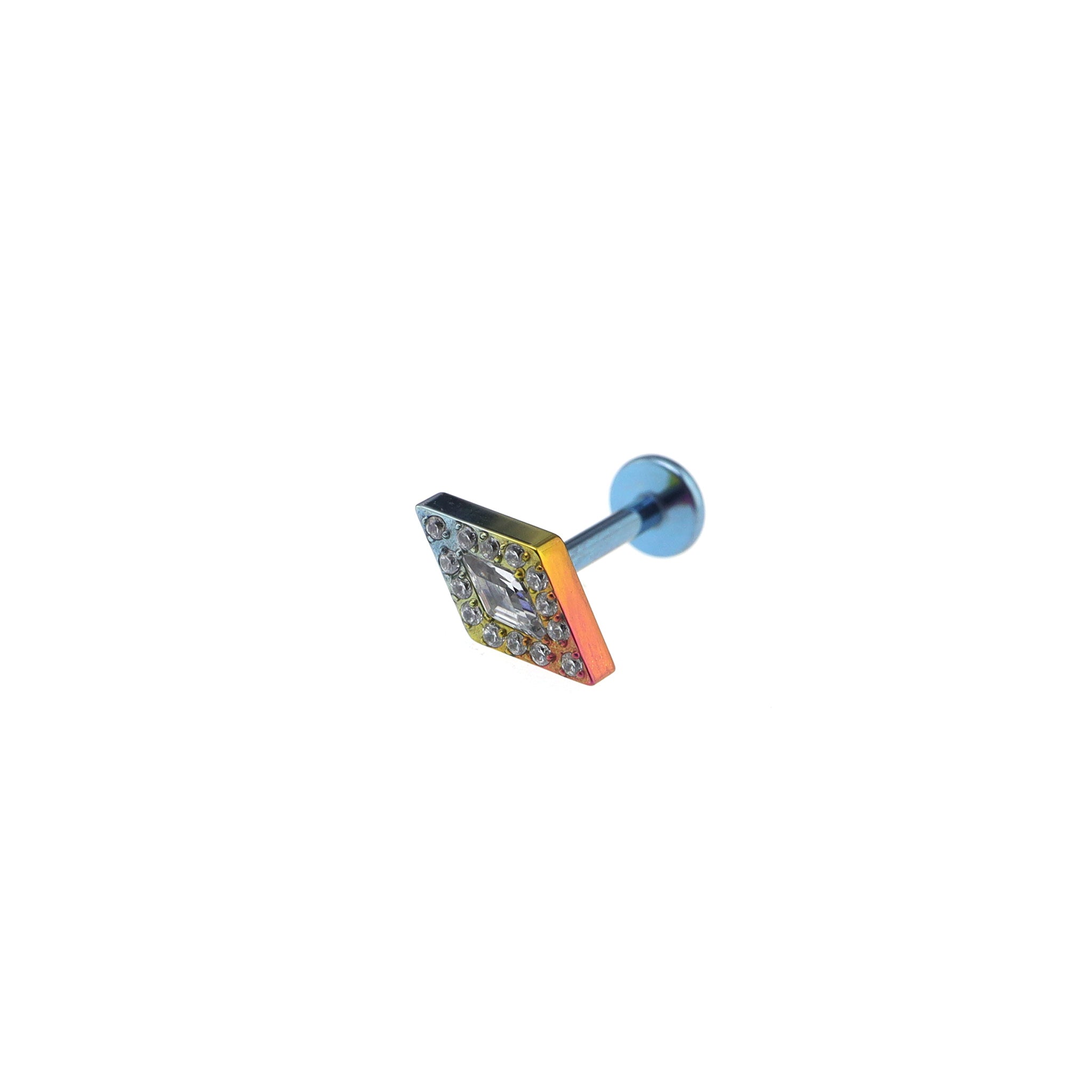 Rhombic Zirconia Internally Threaded Titanium Studs - Rhombic Zirconia Internally Threaded Titanium Studs - Rainbow / 6mm by CRUXJEWELRY