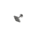 Rhombic Zirconia Internally Threaded Titanium Studs - Rhombic Zirconia Internally Threaded Titanium Studs - Sliver / 6mm by CRUXJEWELRY