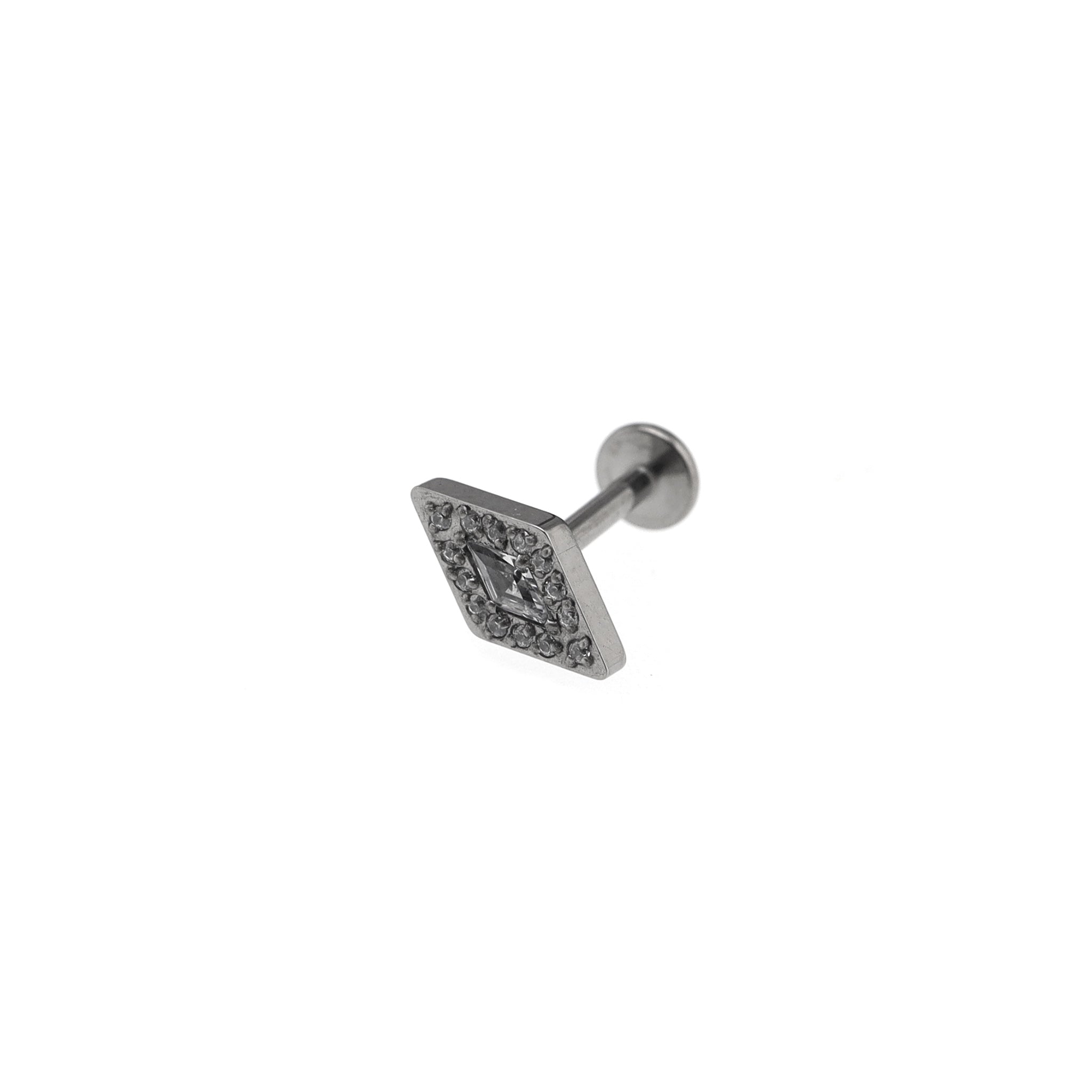 Rhombic Zirconia Internally Threaded Titanium Studs - Rhombic Zirconia Internally Threaded Titanium Studs - Sliver / 6mm by CRUXJEWELRY