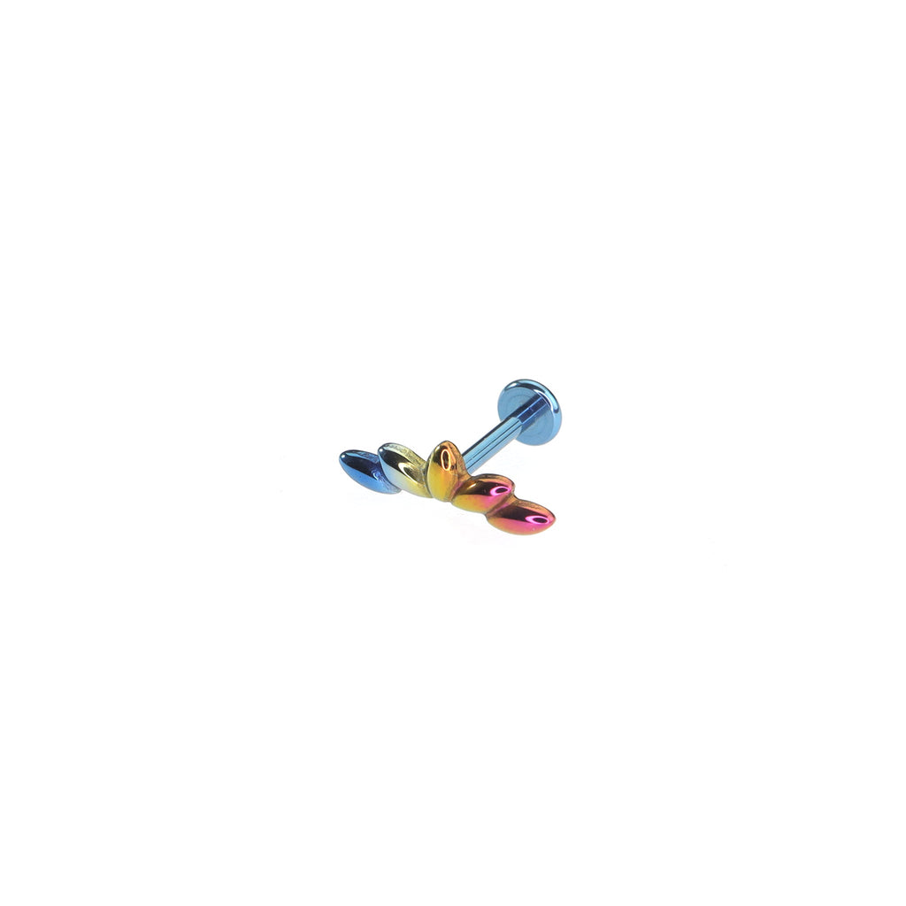 Petal & Leaf Internally Threaded Titanium Ear Studs - Petal & Leaf Internally Threaded Titanium Ear Studs - Rainbow / 6mm by CRUXJEWELRY