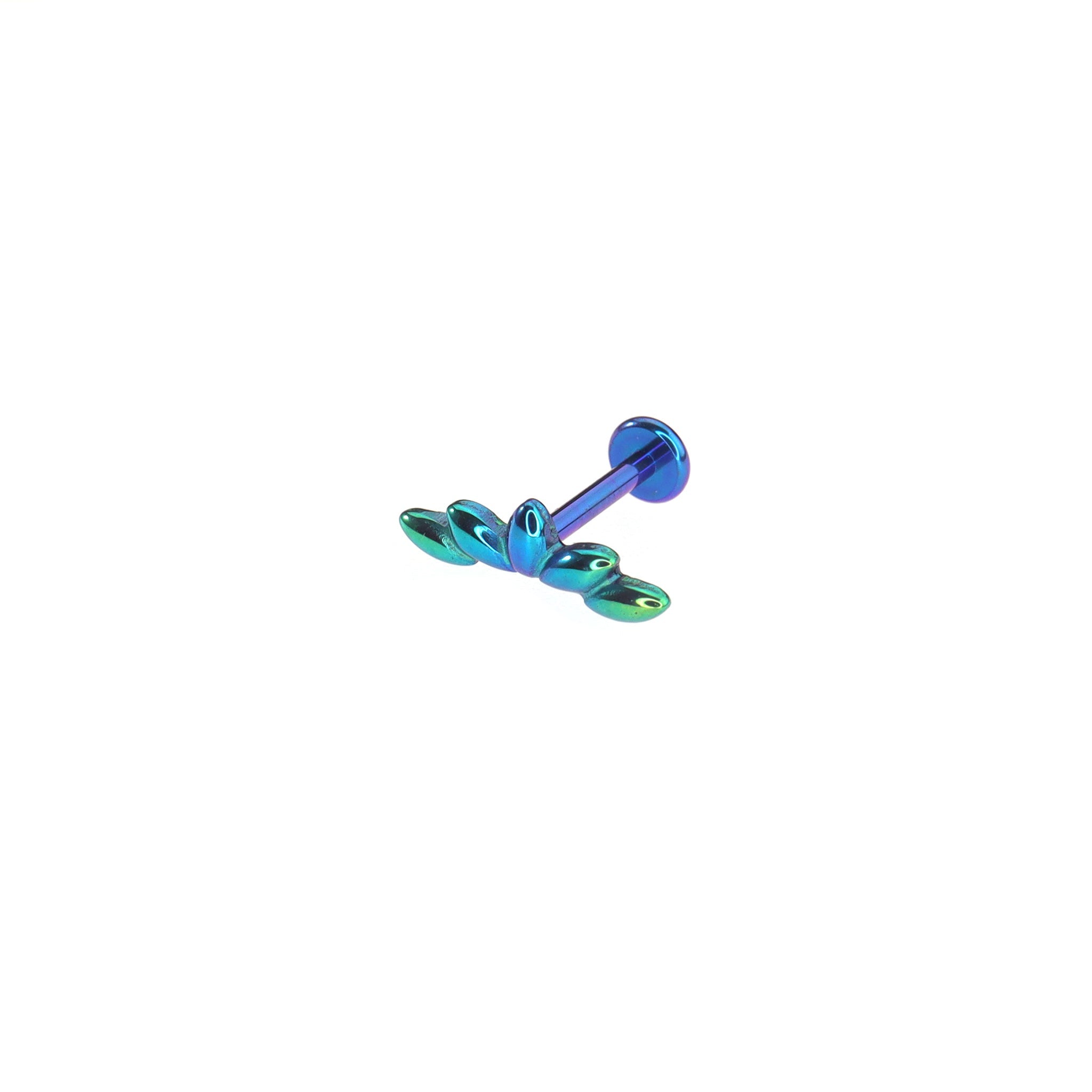 Petal & Leaf Internally Threaded Titanium Ear Studs - Petal & Leaf Internally Threaded Titanium Ear Studs - Green-White Gradient / 6mm by CRUXJEWELRY