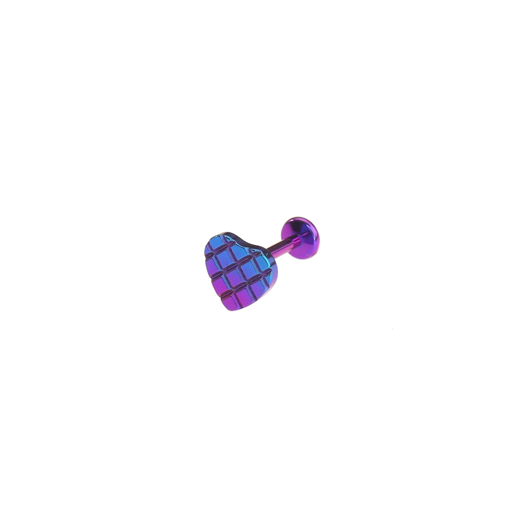 Gradient Heart Internally Threaded Titanium Lip Studs - Gradient Heart Internally Threaded Titanium Lip Studs - Purple-Blue Gradient / 6mm by CRUXJEWELRY