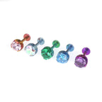Wave Bezel-Set CZ Titanium Ear Studs - Wave Bezel-Set CZ Titanium Ear Studs - Pink / 4mm / 6mm by CRUXJEWELRY