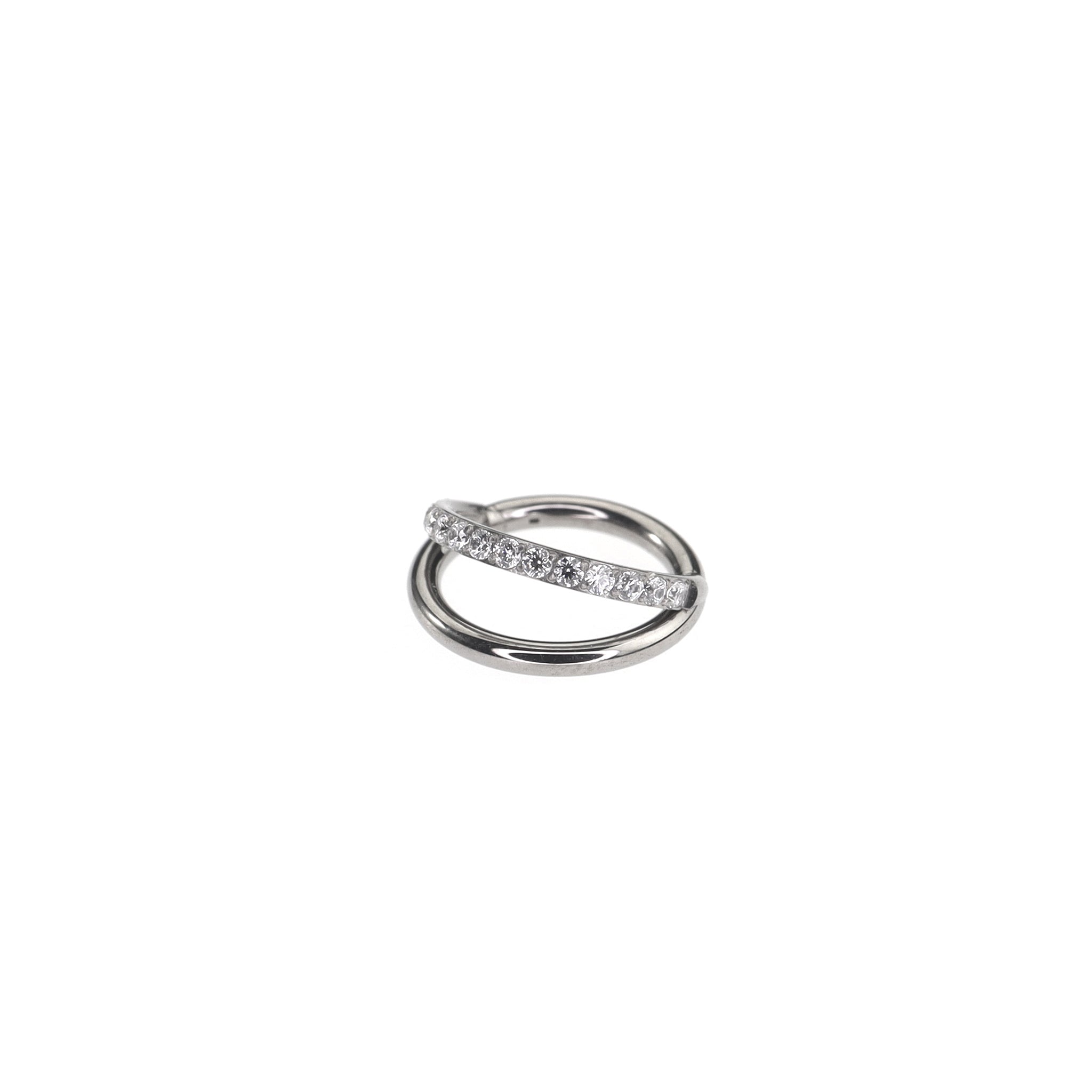 Double Layer CZ Titanium Earrings - Double Layer CZ Titanium Earrings - silver-1 / 8mm by CRUXJEWELRY