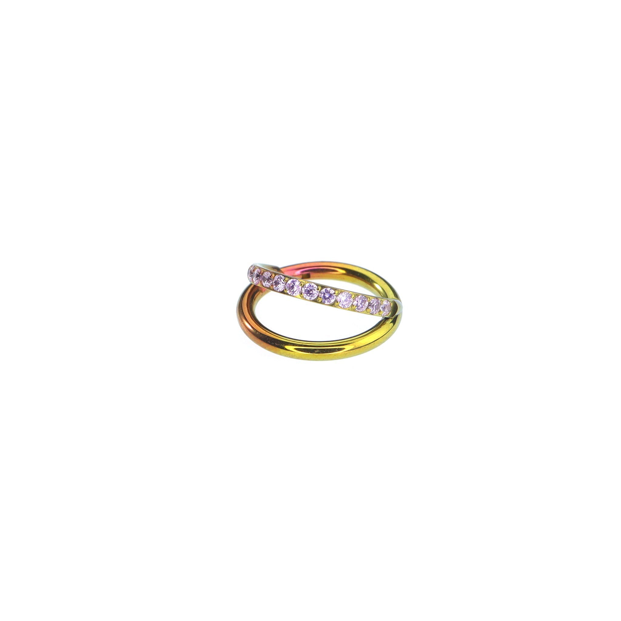 Double Layer CZ Titanium Earrings - Double Layer CZ Titanium Earrings - pinkish-yellow-gradientt / 8mm by CRUXJEWELRY