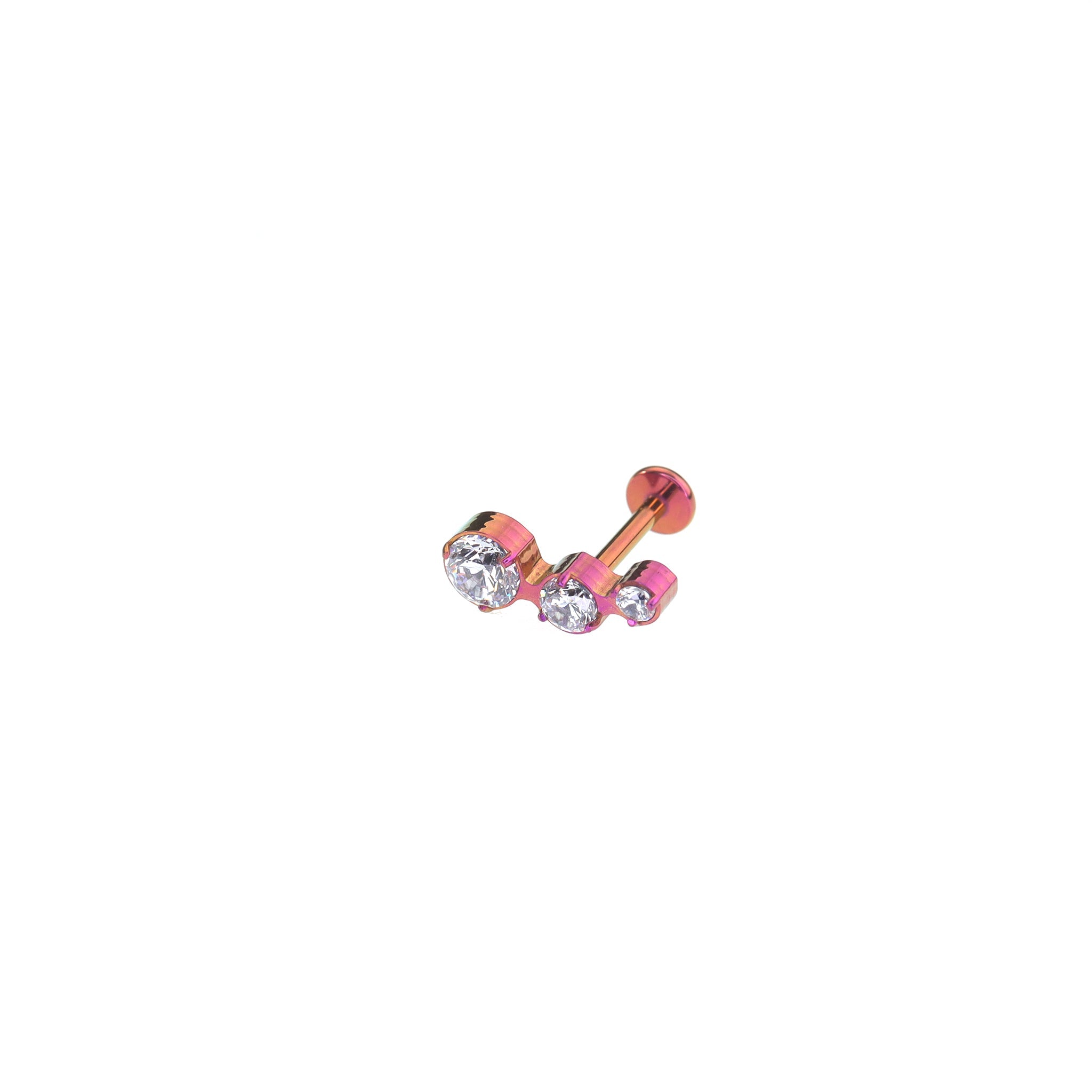 Gradient Triple CZ Circle Titanium Ear Studs - Gradient Triple CZ Circle Titanium Ear Studs - Pink / 6mm by CRUXJEWELRY