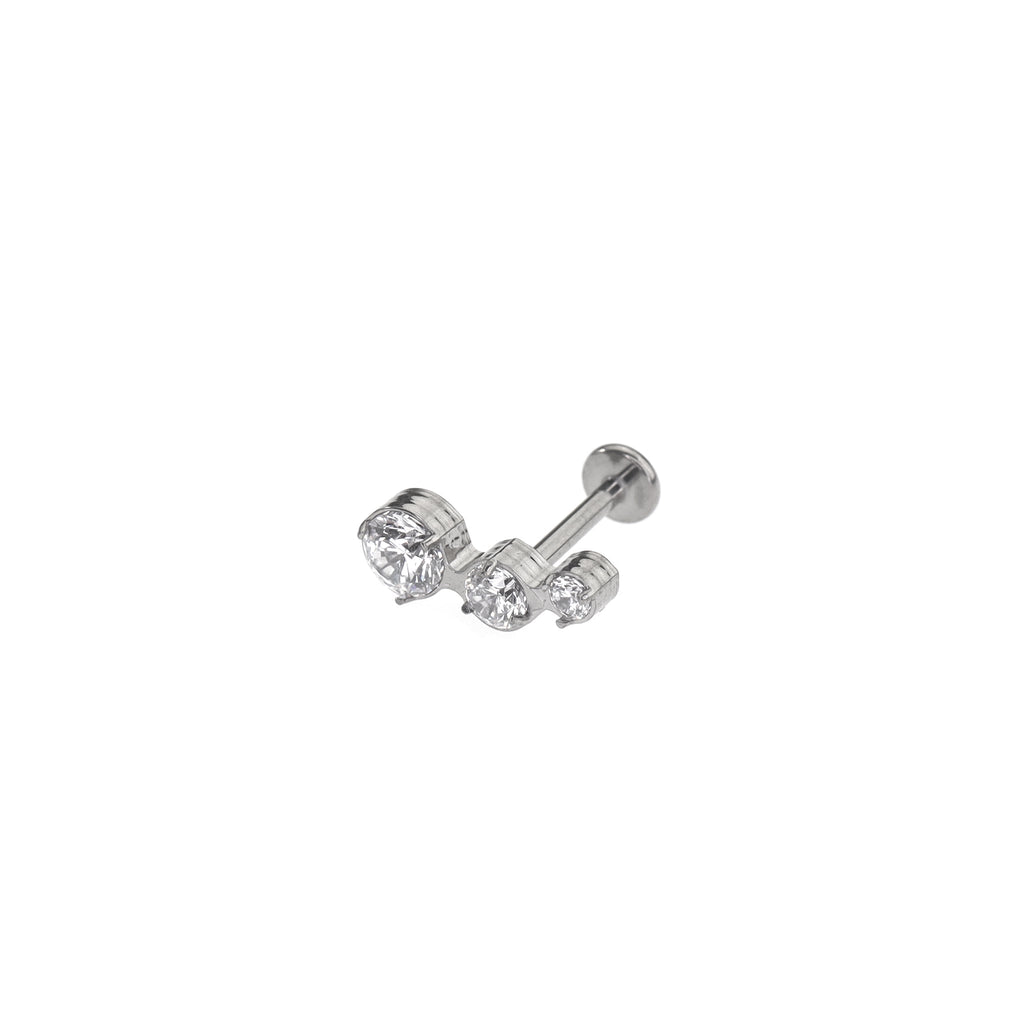 Gradient Triple CZ Circle Titanium Ear Studs - Gradient Triple CZ Circle Titanium Ear Studs - Sliver / 6mm by CRUXJEWELRY