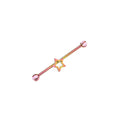 Openwork Pentagram CZ Titanium Industrial Barbell - Pink-Yellow Gradient