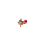 3D Octagram CZ Titanium Ear Studs - 3D Octagram CZ Titanium Ear Studs - Pink / 6mm by CRUXJEWELRY