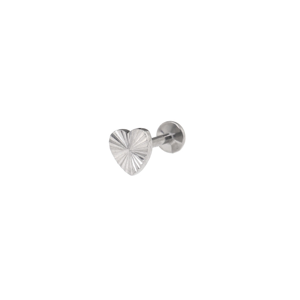 Engraved Vivid Linework Heart Titanium Lip Ring - Engraved Vivid Linework Heart Titanium Lip Ring - Sliver / 6mm by CRUXJEWELRY