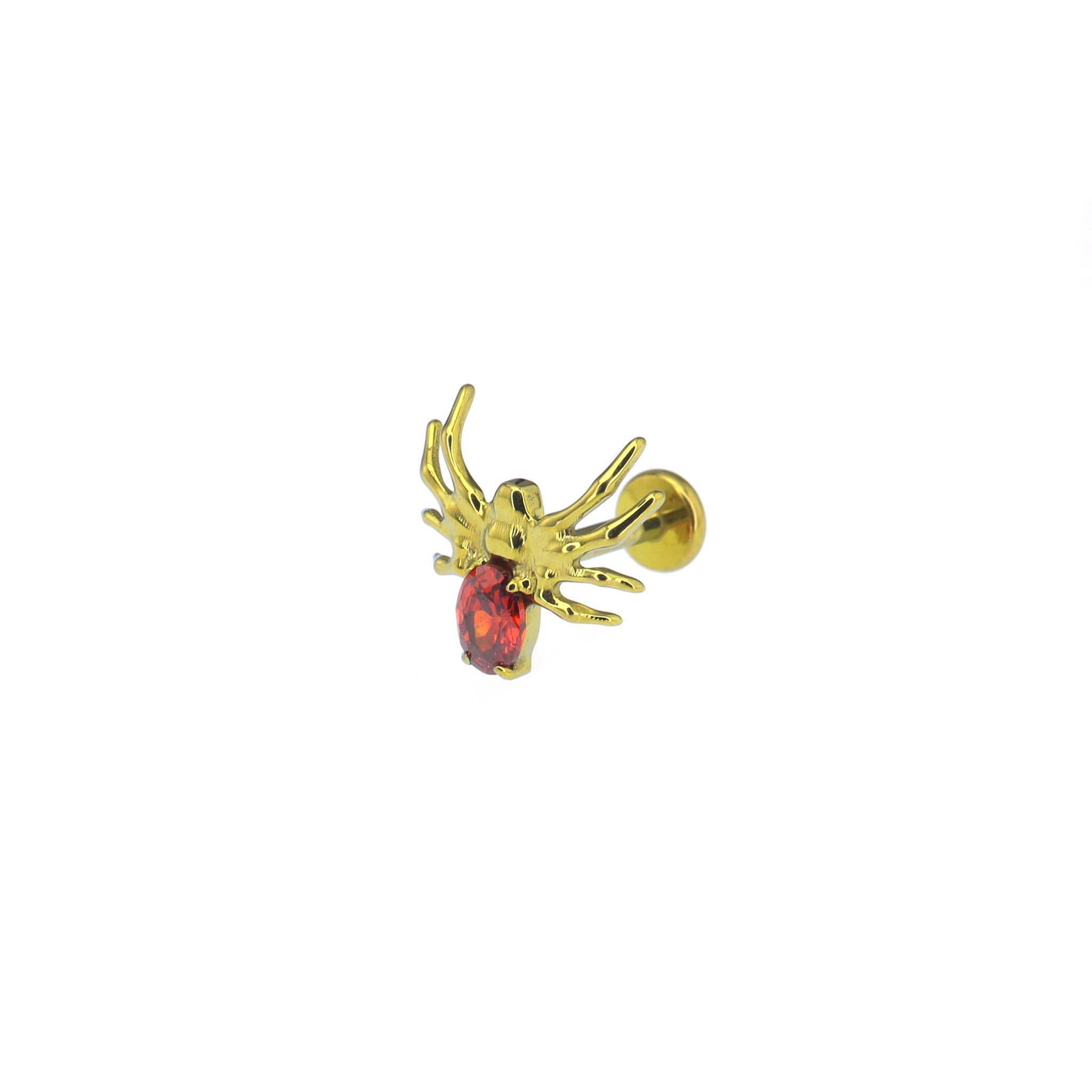 Crystal Spider Titanium Ear Studs - Crystal Spider Titanium Ear Studs - Gold / 6mm by CRUXJEWELRY