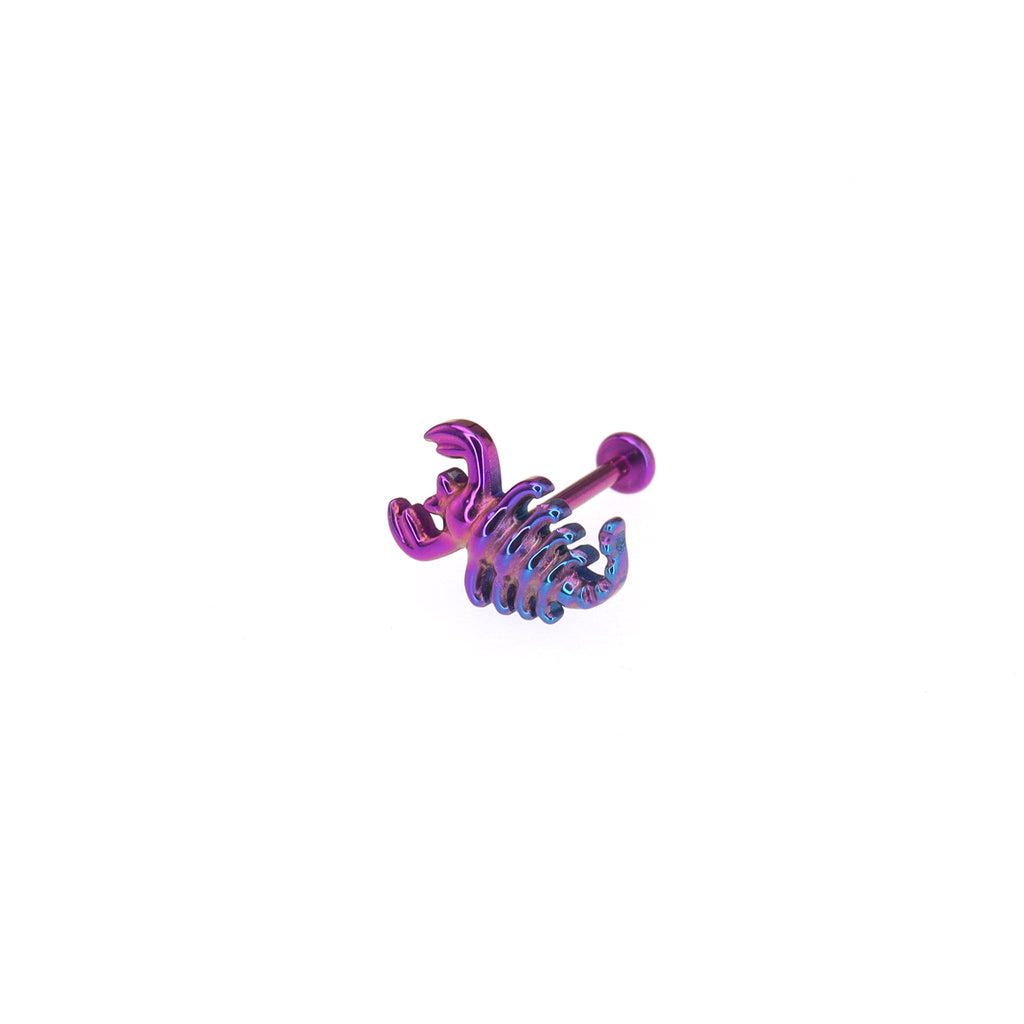 Scorpion Threadless Titanium Nose/Ear/Lip Stud - Scorpion Threadless Titanium Nose/Ear/Lip Stud - Blue-Purple Gradient / 6mm by CRUXJEWELRY