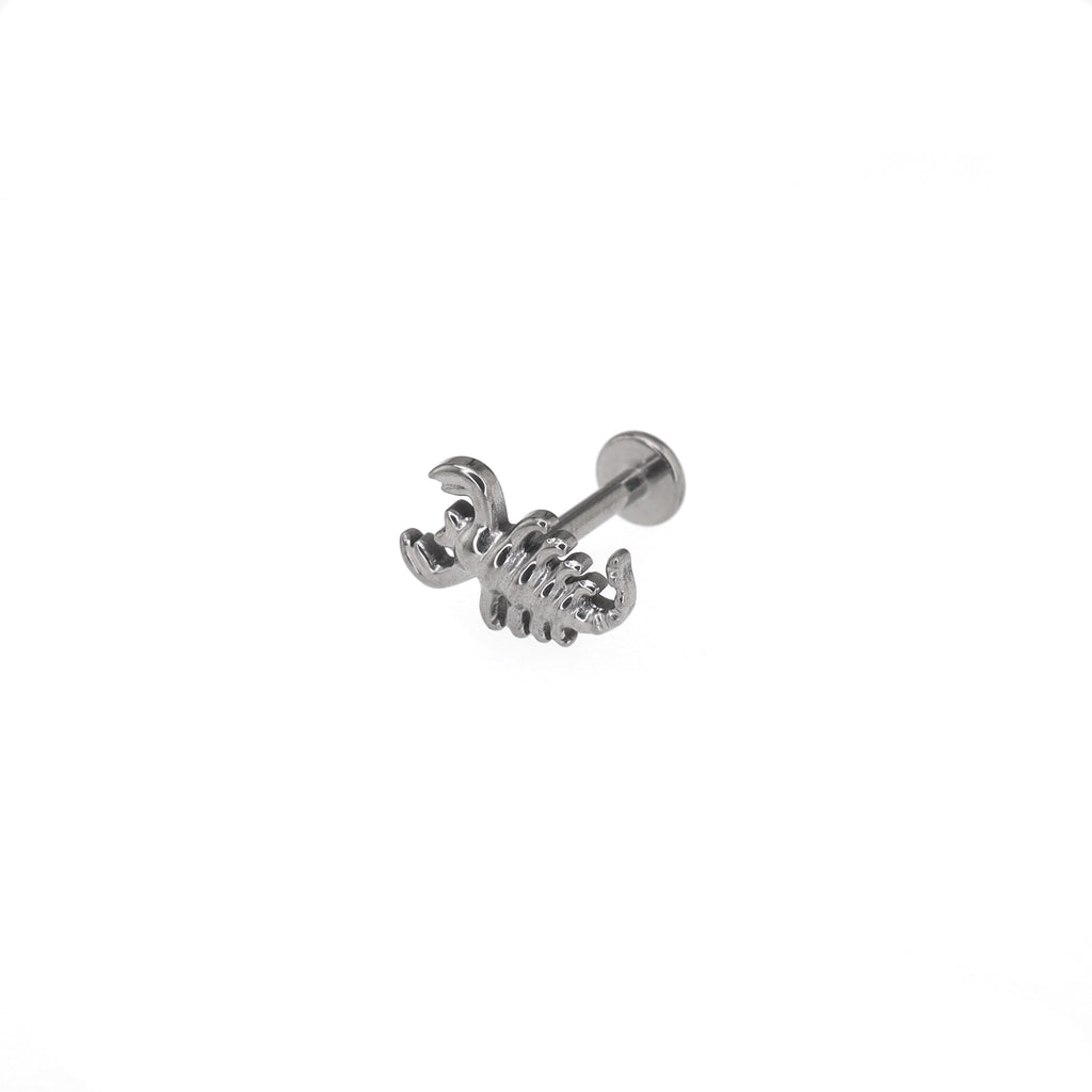Scorpion Threadless Titanium Nose/Ear/Lip Stud - Scorpion Threadless Titanium Nose/Ear/Lip Stud - Sliver / 6mm by CRUXJEWELRY