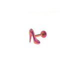 High Heel Internally Threaded Titanium Ear Studs - High Heel Internally Threaded Titanium Ear Studs - Pink / 6mm by CRUXJEWELRY