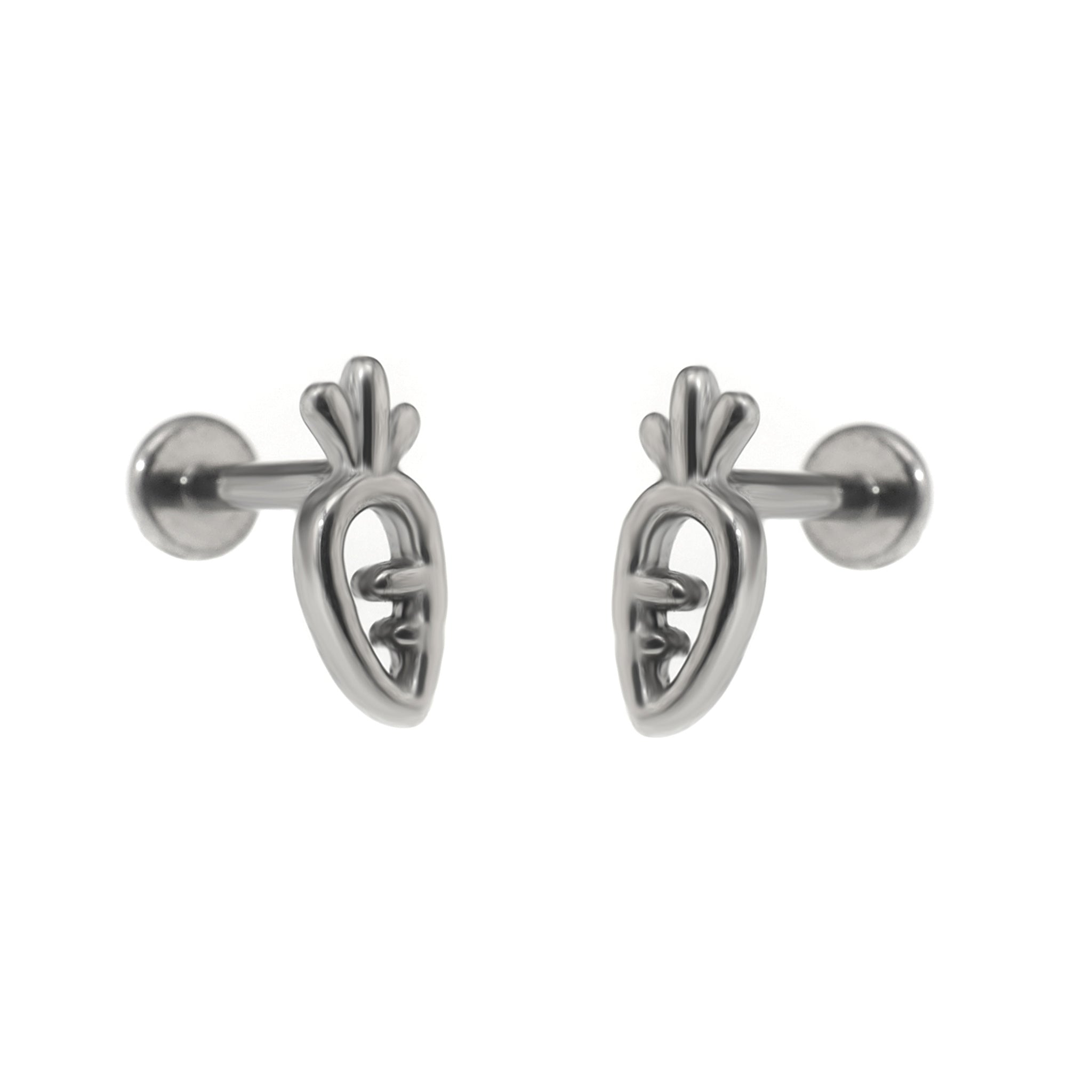 Carrot Internally Threaded Stainless Steel Ear Studs - Carrot Internally Threaded Stainless Steel Ear Studs - 6mm by CRUXJEWELRY