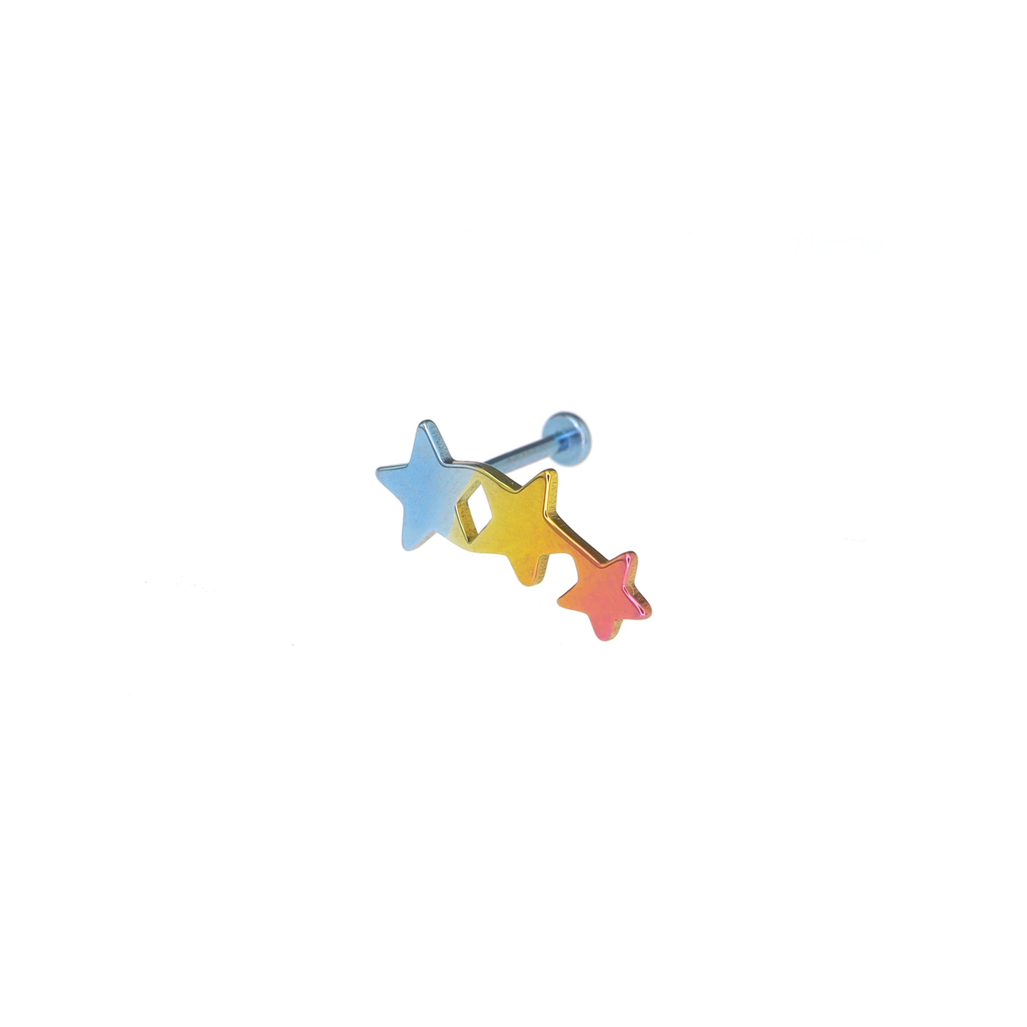 Three-Star Threadless Titanium Nose Stud - Three-Star Threadless Titanium Nose Stud - Rainbow / 6mm by CRUXJEWELRY