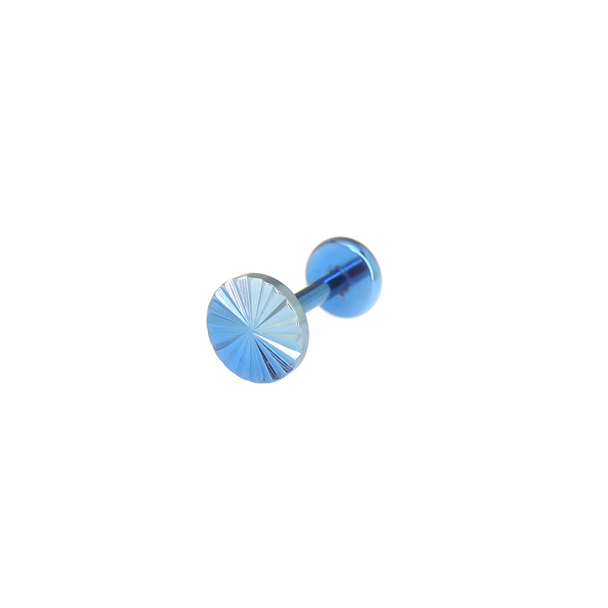 Multicolored Engraved Line Circle Titanium Ear Studs - Multicolored Engraved Line Circle Titanium Ear Studs - Blue-White Gradient / 6mm by CRUXJEWELRY