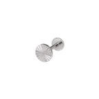 Multicolored Engraved Line Circle Titanium Ear Studs - Multicolored Engraved Line Circle Titanium Ear Studs - Sliver / 6mm by CRUXJEWELRY