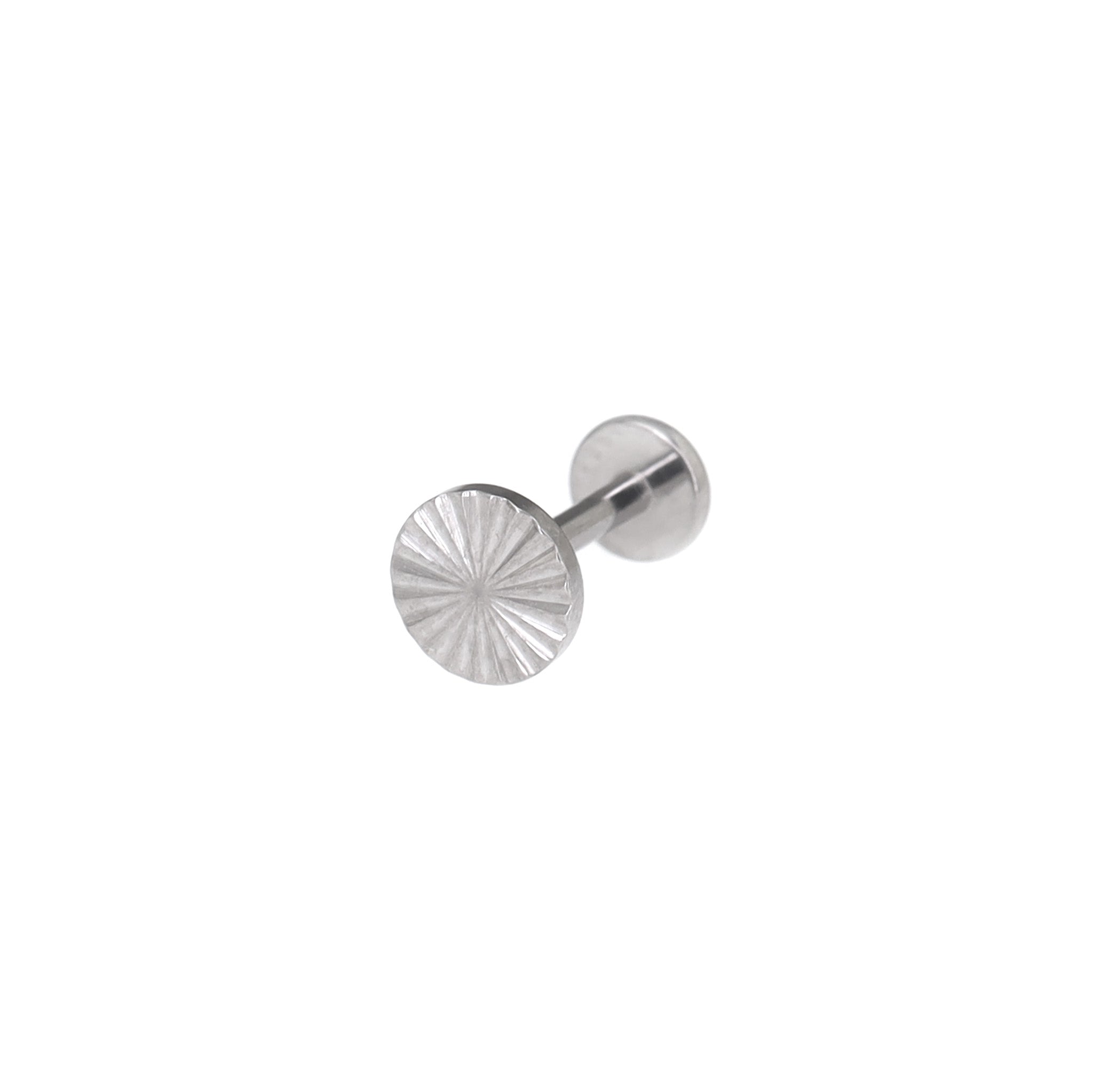 Multicolored Engraved Line Circle Titanium Ear Studs - Multicolored Engraved Line Circle Titanium Ear Studs - Sliver / 6mm by CRUXJEWELRY