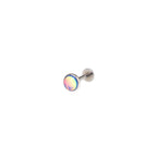 Resin Colorful Oil Slick Internally Threaded Stainless Steel Lip Ring - Resin Colorful Oil Slick Internally Threaded Stainless Steel Lip Ring - Blue / 6mm by CRUXJEWELRY