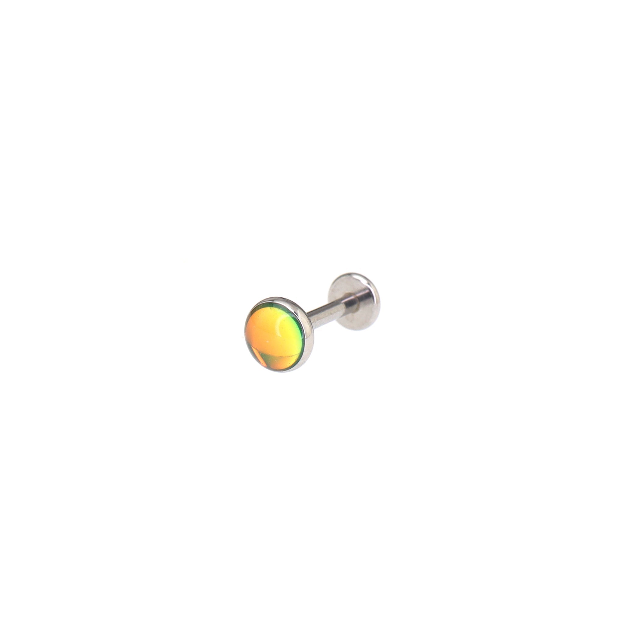 Resin Colorful Oil Slick Internally Threaded Stainless Steel Lip Ring - Resin Colorful Oil Slick Internally Threaded Stainless Steel Lip Ring - Brown / 6mm by CRUXJEWELRY