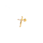 Golden Cross CZ Stainless Steel Ear Studs - Golden Cross CZ Stainless Steel Ear Studs - Gold / Single by CRUXJEWELRY