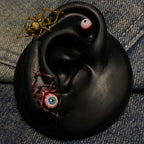 Dark Fantasy Spider Stud Earrings | Bloody Eyeball & Bone Skull