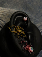 Dark Fantasy Spider Stud Earrings | Bloody Eyeball & Bone Skull