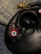 Dark Fantasy Spider Stud Earrings | Bloody Eyeball & Bone Skull