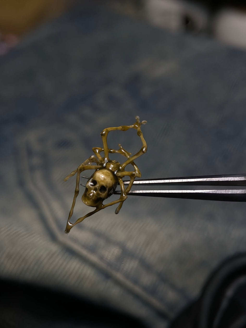 Dark Fantasy Spider Stud Earrings | Bloody Eyeball & Bone Skull
