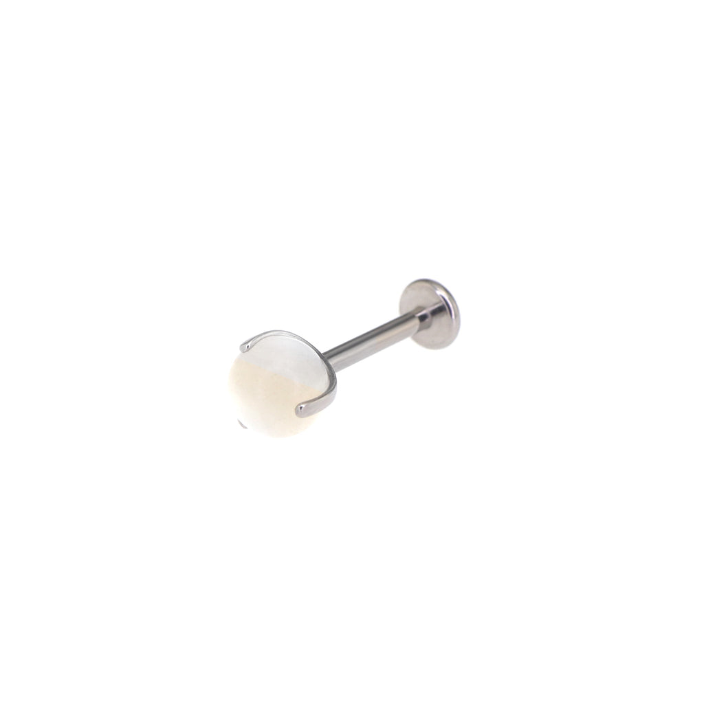 Claw-Set White Mother-of-Pearl Internally Threaded Titanium Studs - Claw-Set White Mother-of-Pearl Internally Threaded Titanium Studs - 5mm by CRUXJEWELRY