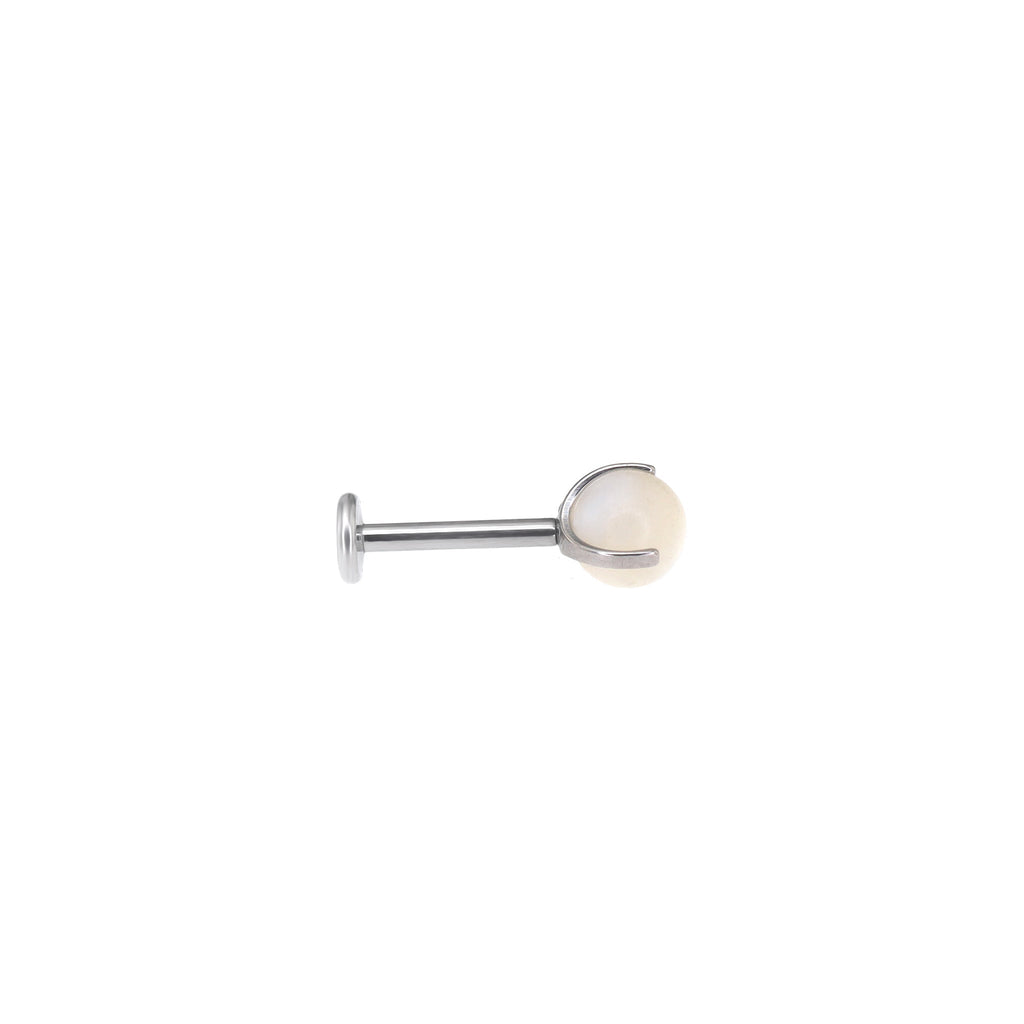 Claw-Set White Mother-of-Pearl Internally Threaded Titanium Studs - Claw-Set White Mother-of-Pearl Internally Threaded Titanium Studs - 5mm by CRUXJEWELRY