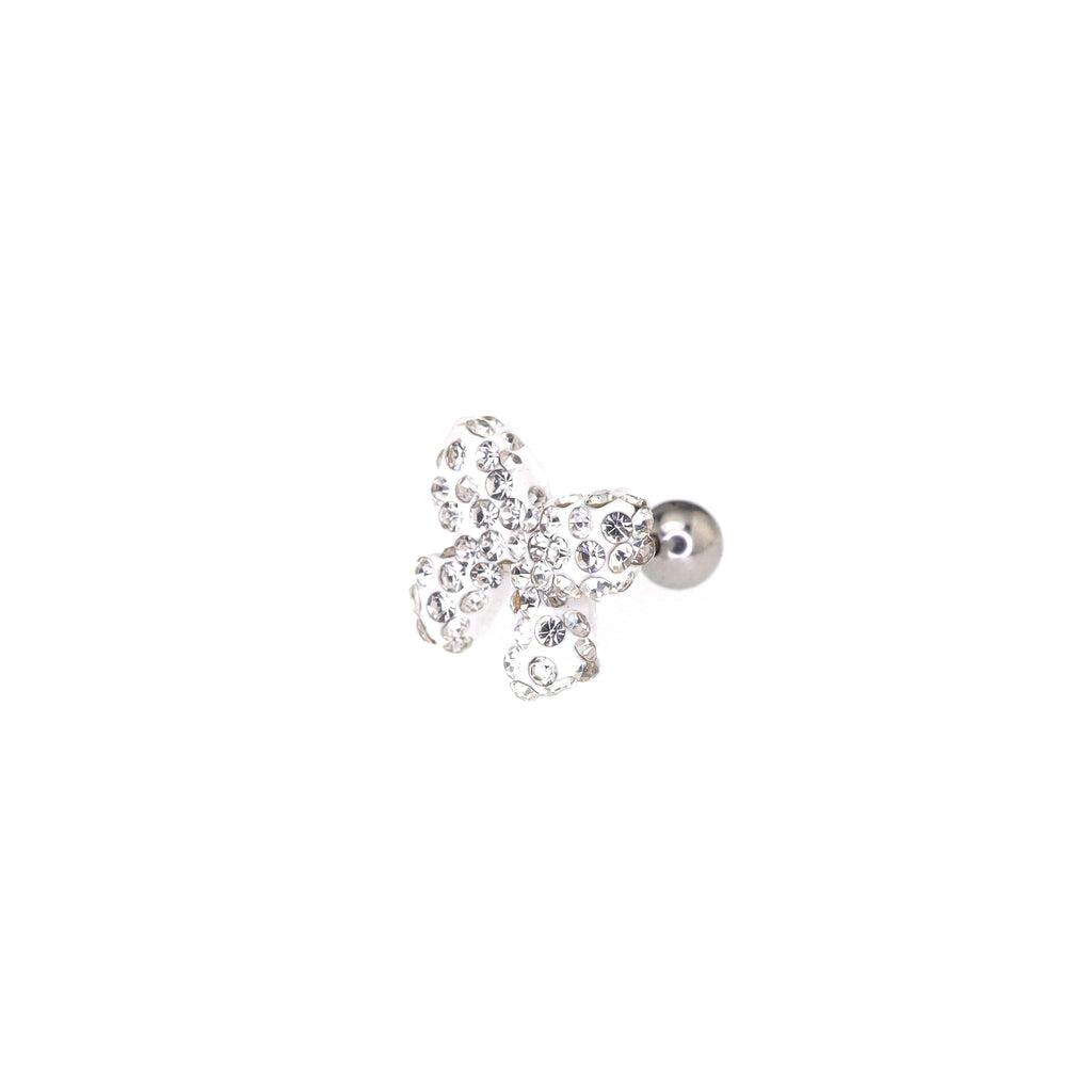 Full CZ Bow Tie Ear Stud - Full CZ Bow Tie Ear Stud - White / Single by CRUXJEWELRY