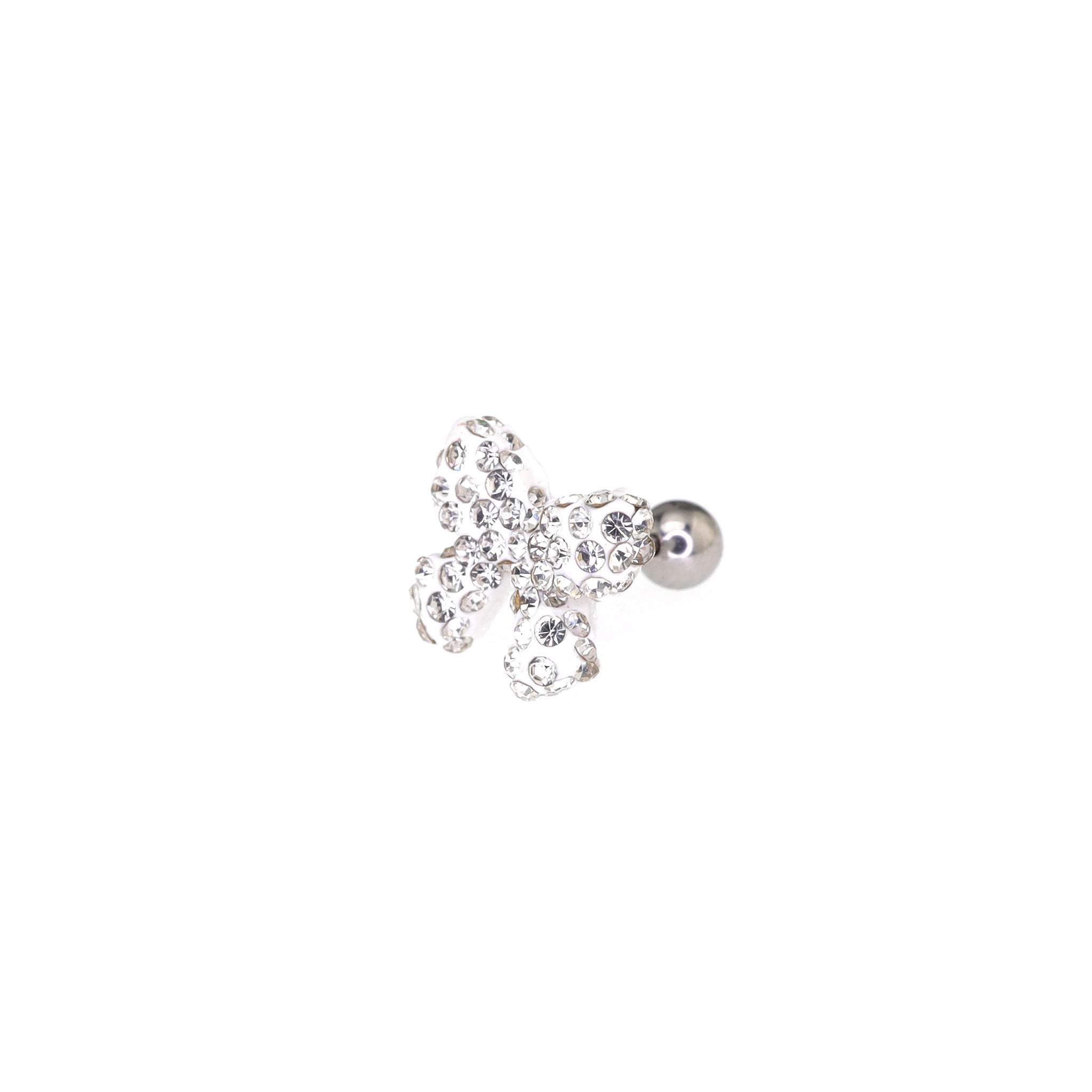 Full CZ Bow Tie Ear Stud - Full CZ Bow Tie Ear Stud - White / Single by CRUXJEWELRY