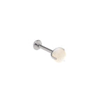 Claw-Set White Mother-of-Pearl Internally Threaded Titanium Studs - Claw-Set White Mother-of-Pearl Internally Threaded Titanium Studs - 5mm by CRUXJEWELRY