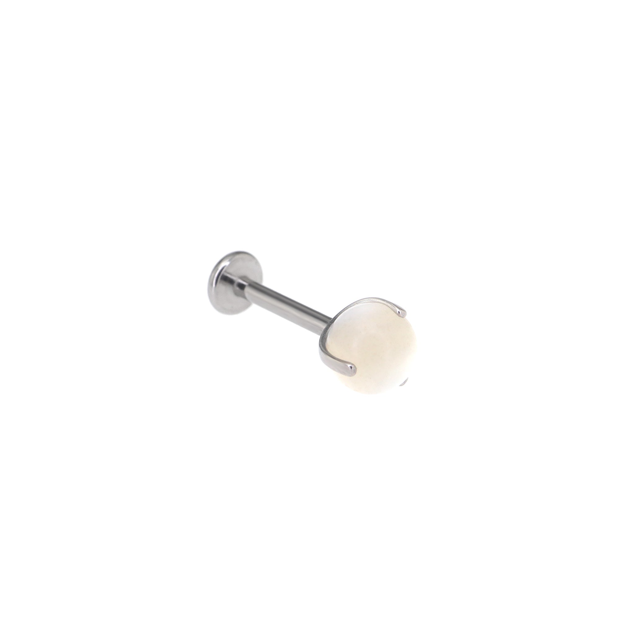 Claw-Set White Mother-of-Pearl Internally Threaded Titanium Studs - Claw-Set White Mother-of-Pearl Internally Threaded Titanium Studs - 5mm by CRUXJEWELRY