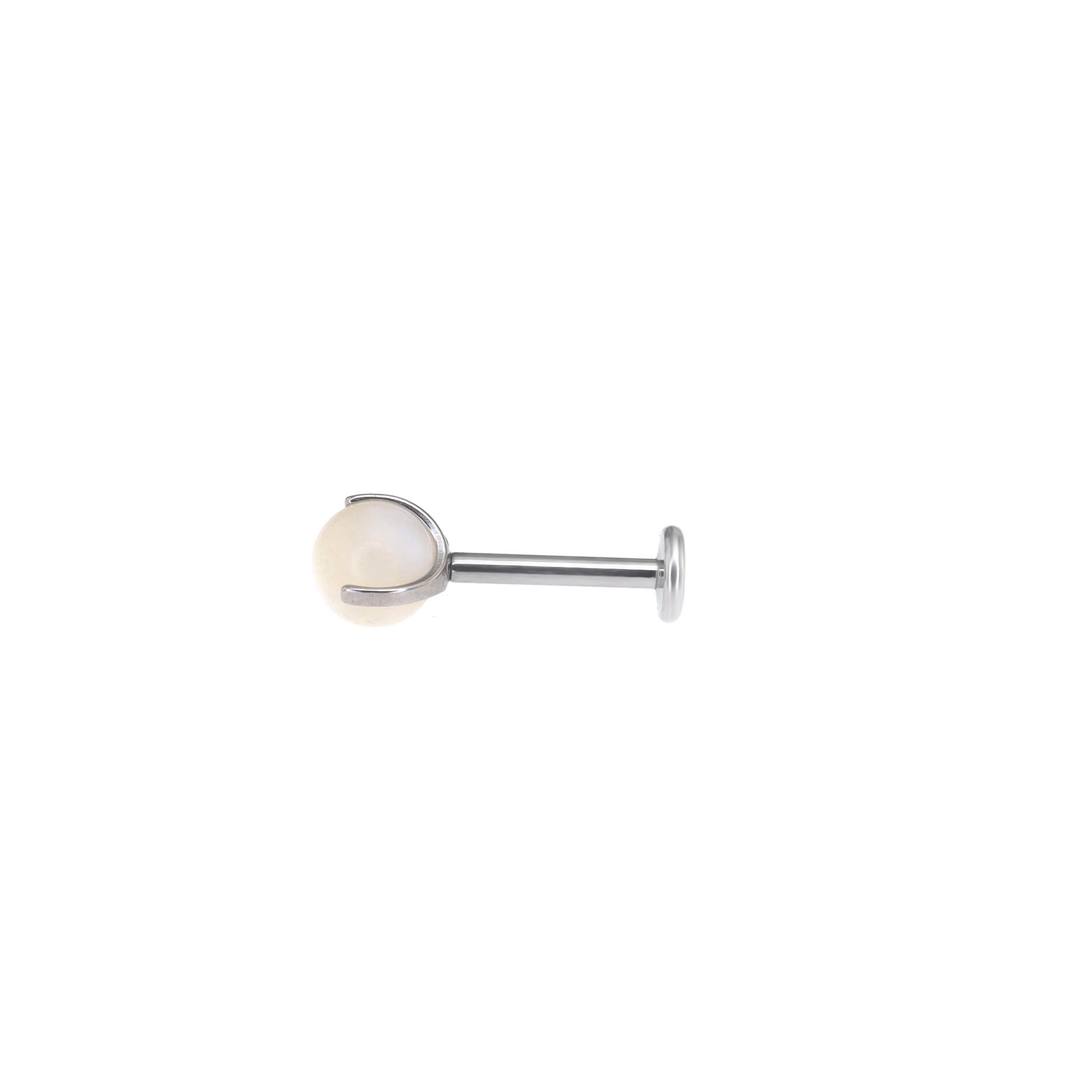 Claw-Set White Mother-of-Pearl Internally Threaded Titanium Studs - Claw-Set White Mother-of-Pearl Internally Threaded Titanium Studs - 5mm by CRUXJEWELRY