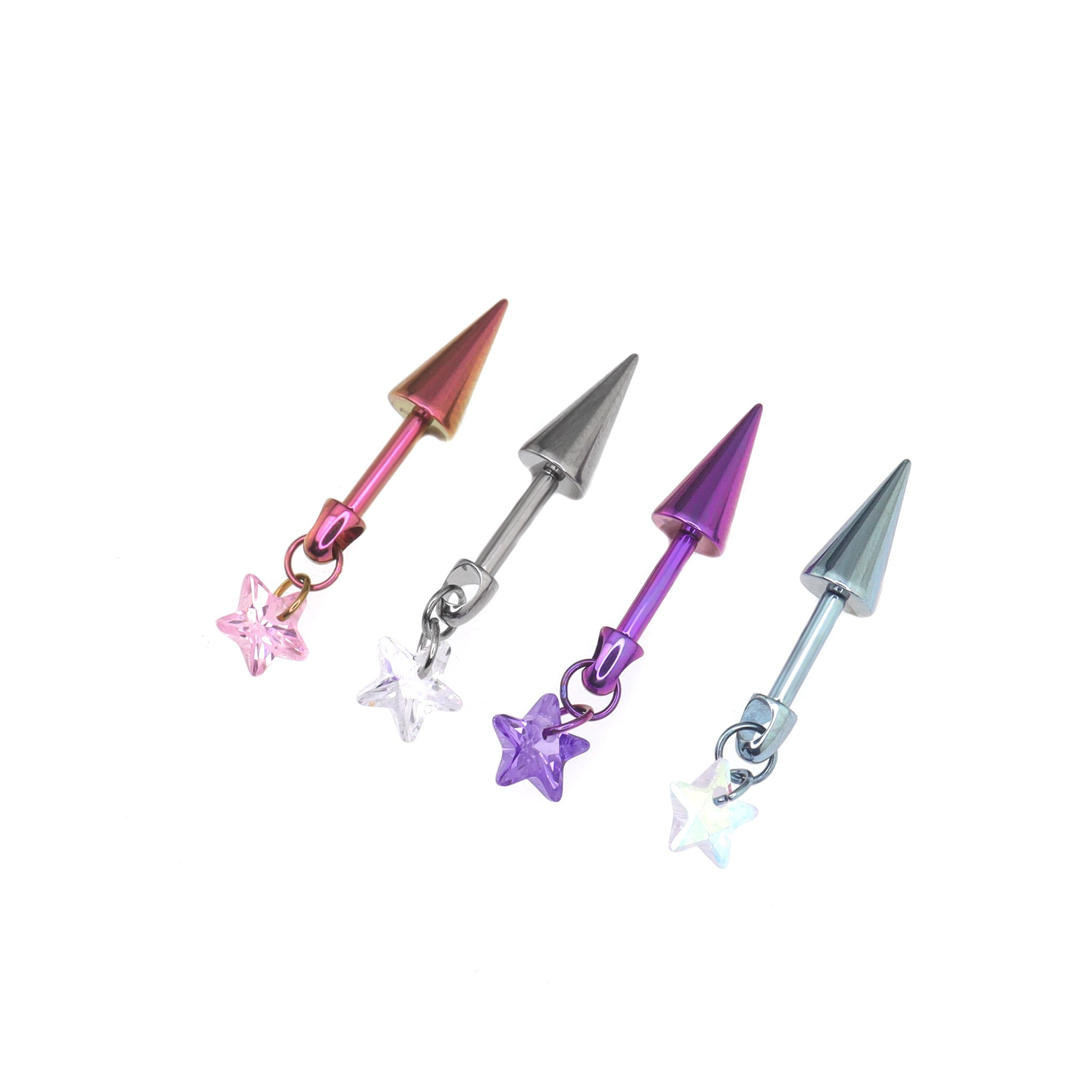 Spike & CZ Rocket Titanium Helix/Lip Studs - Spike & CZ Rocket Titanium Helix/Lip Studs - AB Coating / 6mm by CRUXJEWELRY