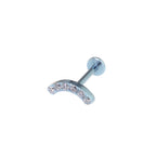 Silver Curved CZ Internally Threaded Titanium Studs - Silver Curved CZ Internally Threaded Titanium Studs - Blue / 6mm by CRUXJEWELRY