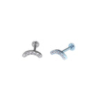 Silver Curved CZ Internally Threaded Titanium Studs - Silver Curved CZ Internally Threaded Titanium Studs - Blue / 6mm by CRUXJEWELRY